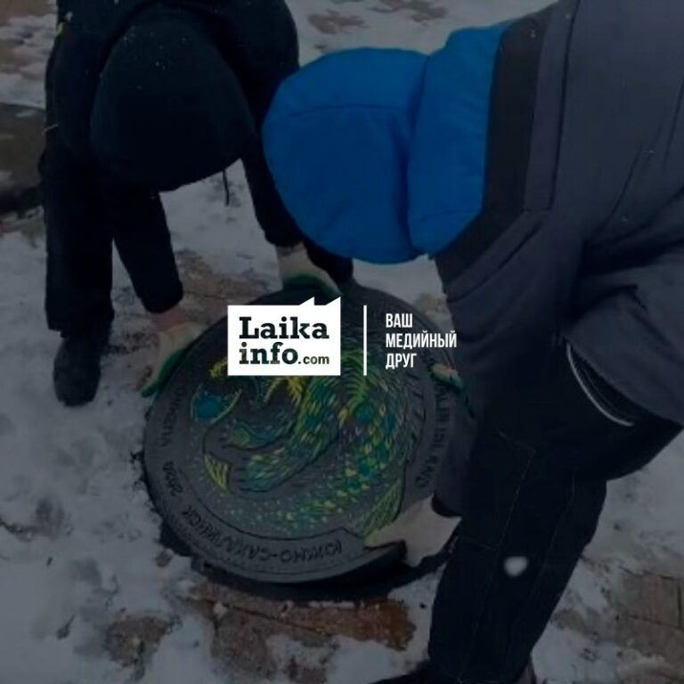Дизайнерский канализационный люк в Южно-Сахалинске Designer sewer manhole in Yuzhno-Sakhalinsk