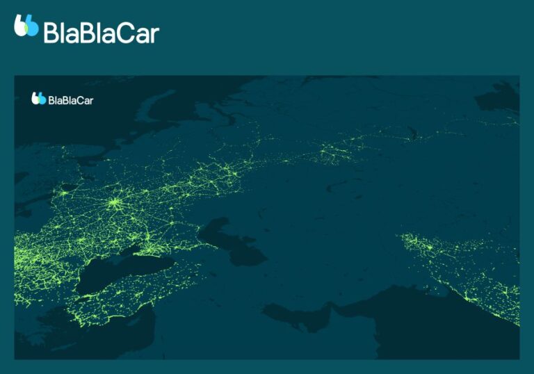 Анимация всех поездок на BlaBlaCar за один день