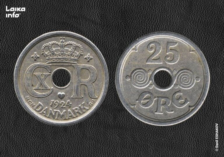 Монета королевства Дания достоинством 25 эре